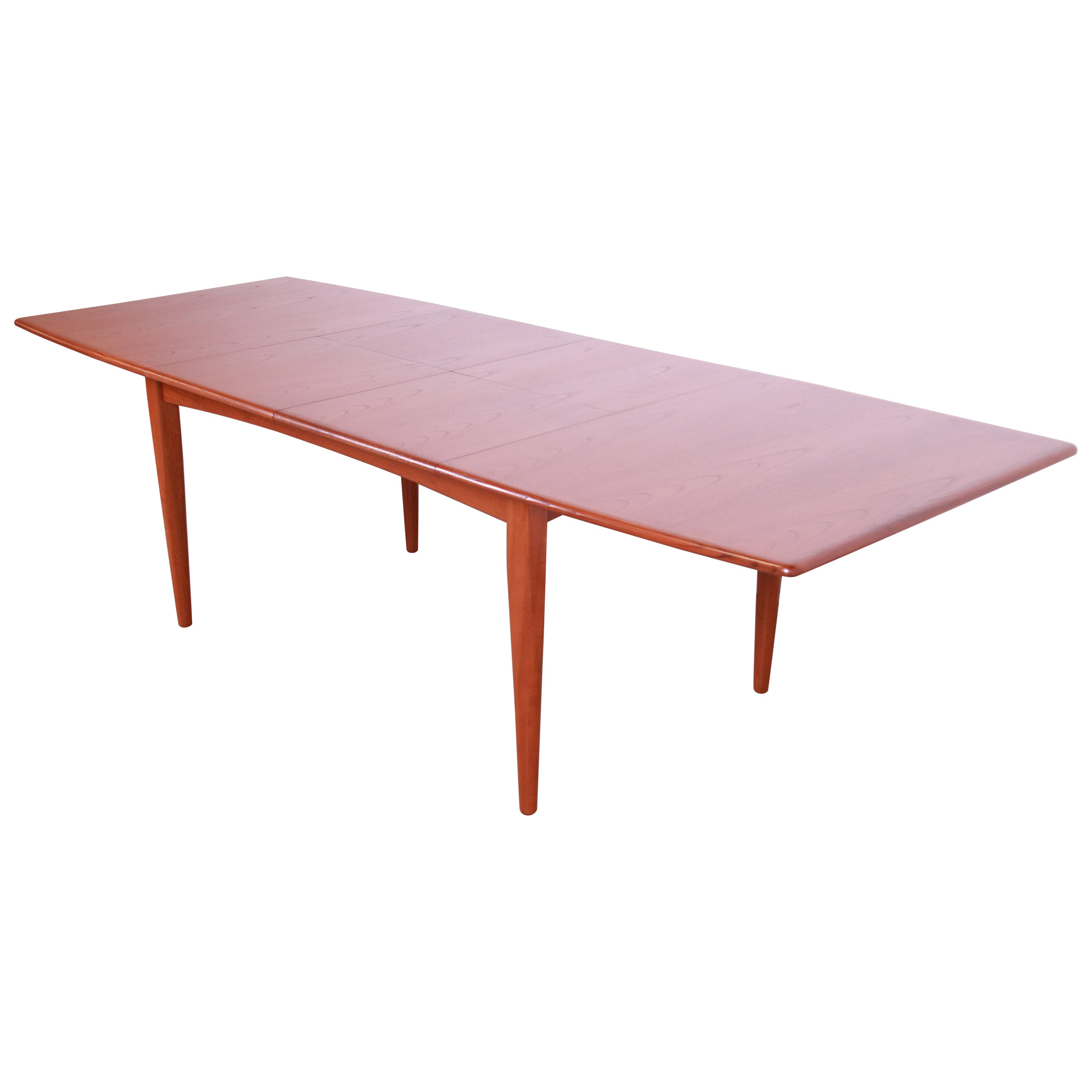 Falster Danish Modern Teak Boat-Shaped Extension Dining Table, Newly Refinished