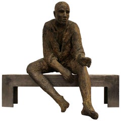 Contemporary Modern Hanneke Beaumont Seated Man Bronze Sculpture 2002