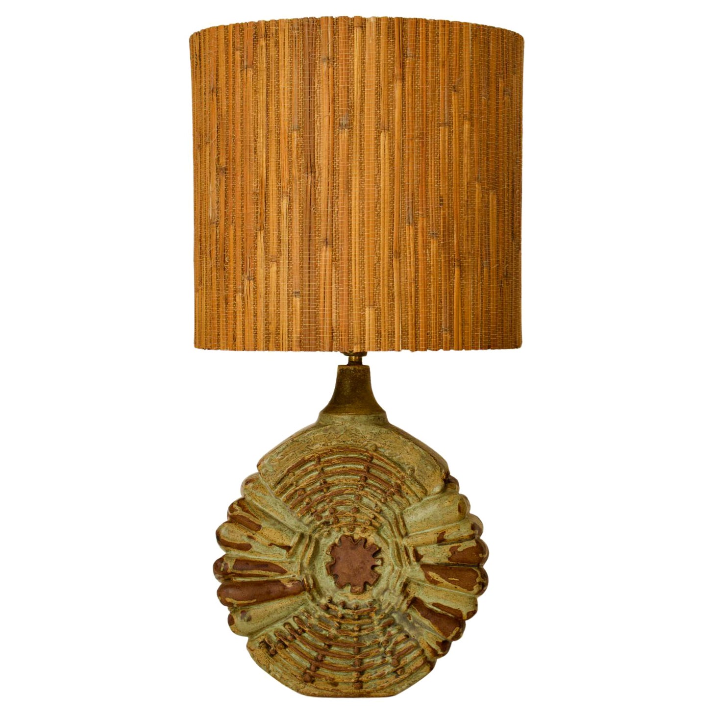 Ceramic Table Lamp with Original Shade by Bernard Rooke, England
