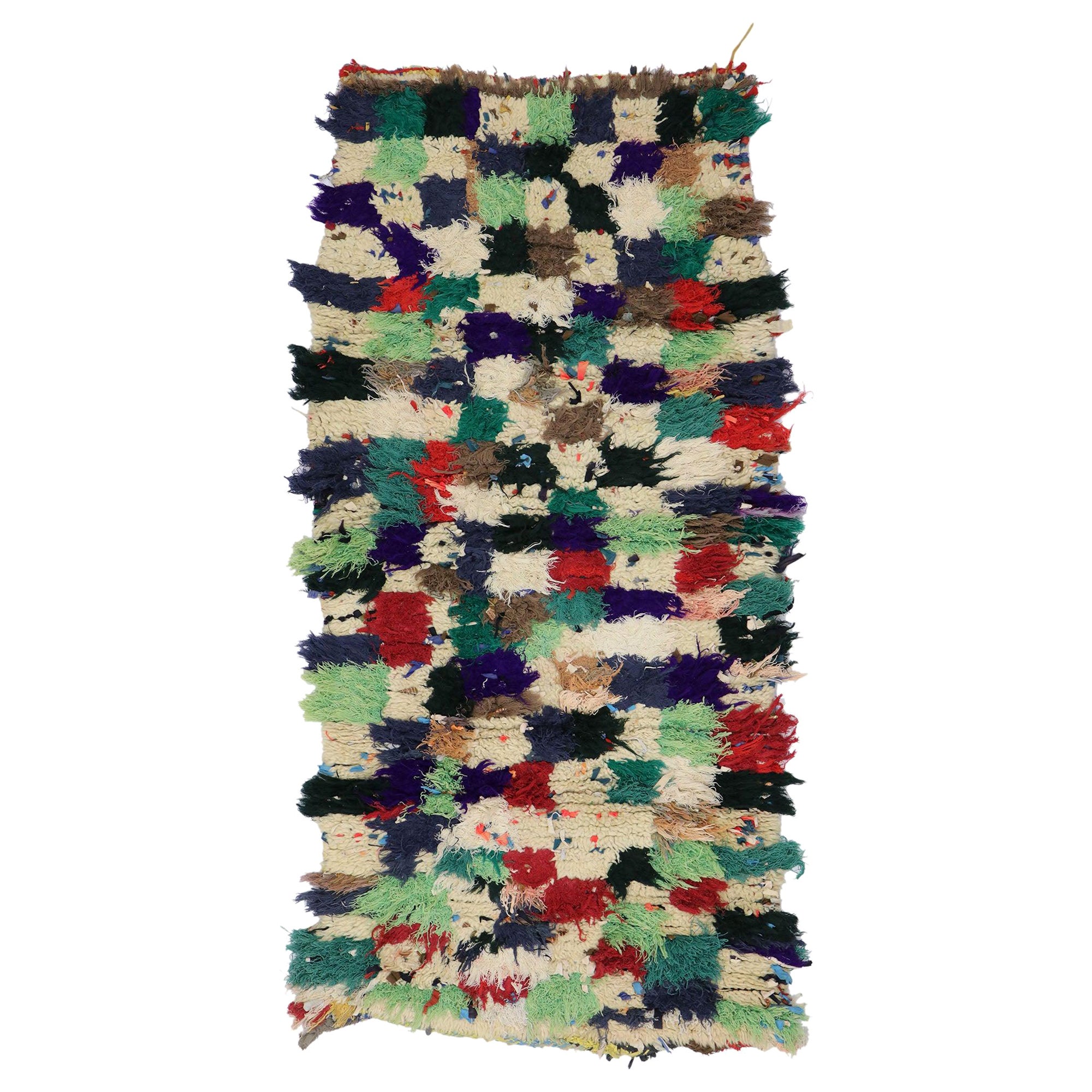 Tapis berbère marocain vintage Boucherouite avec style cubiste moderne en vente