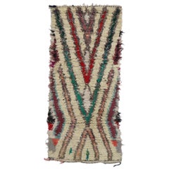 Vintage Berber Moroccan Boucherouite Rug with Bohemian Tribal Style 