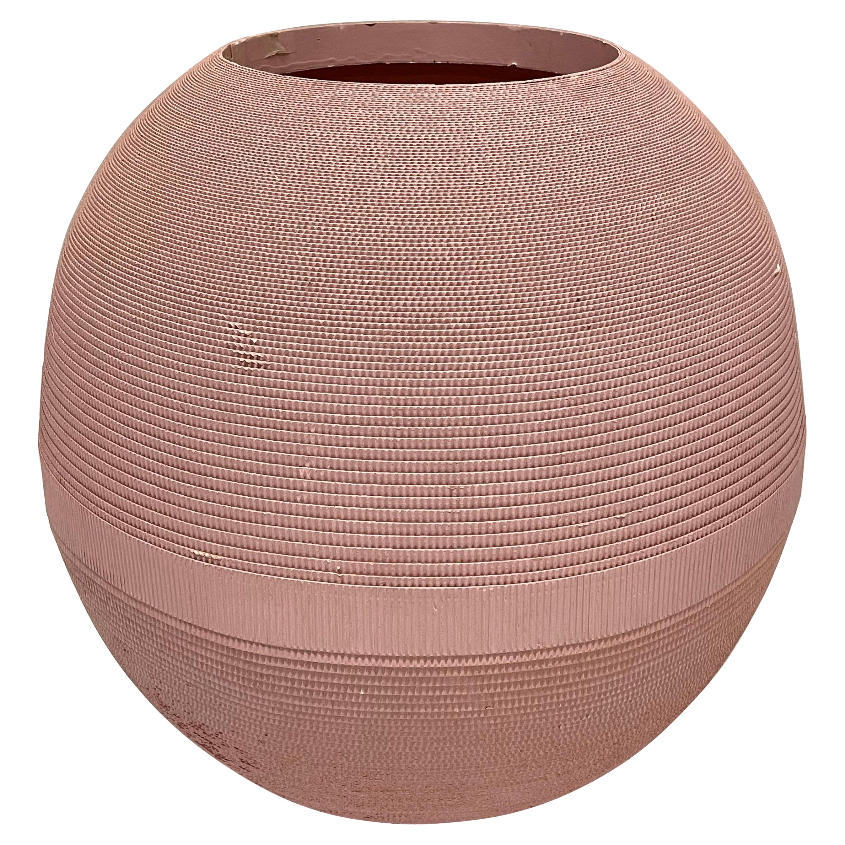 Post Modern Mauve Pink Painted Corrugated Cardboard Vase, by Flute Chicago