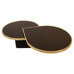 Design Institute America DIA Swivel Glass Brass Swivel Coffee Table