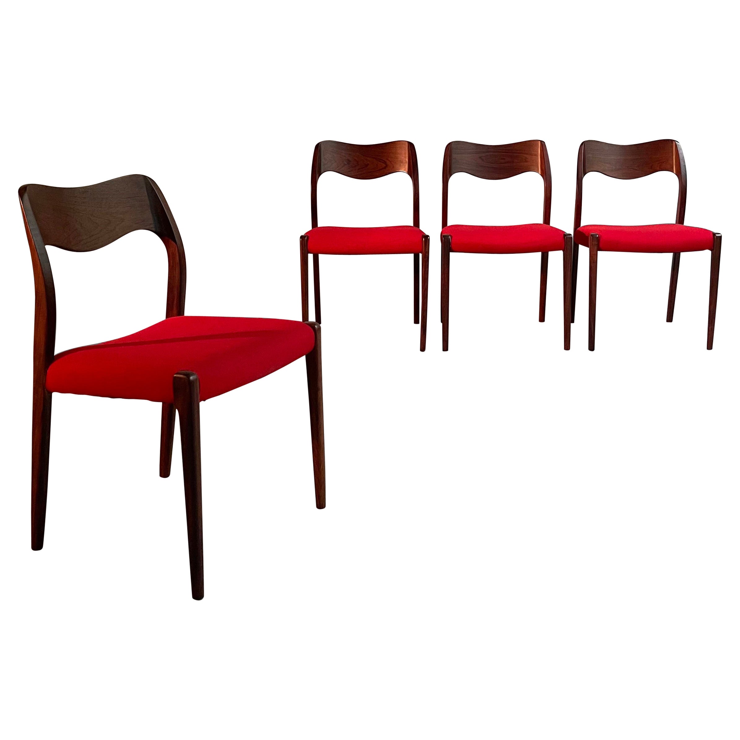Danish Modern Rosewood Dining Chairs by Niels Moller