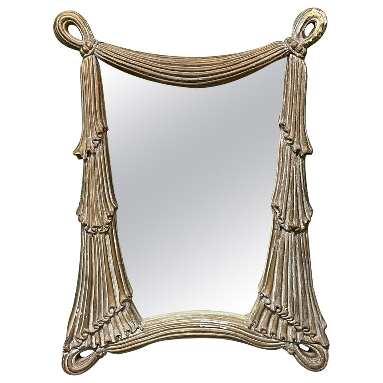 Vintage Drape Swag Form Sculptural Large Wall Mirror at 1stDibs - Decorative Large Wall Mirror With Swag