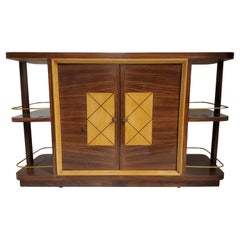 French Art Deco Palisander Rolling Bar Cart / Dry Bar / Cabinet