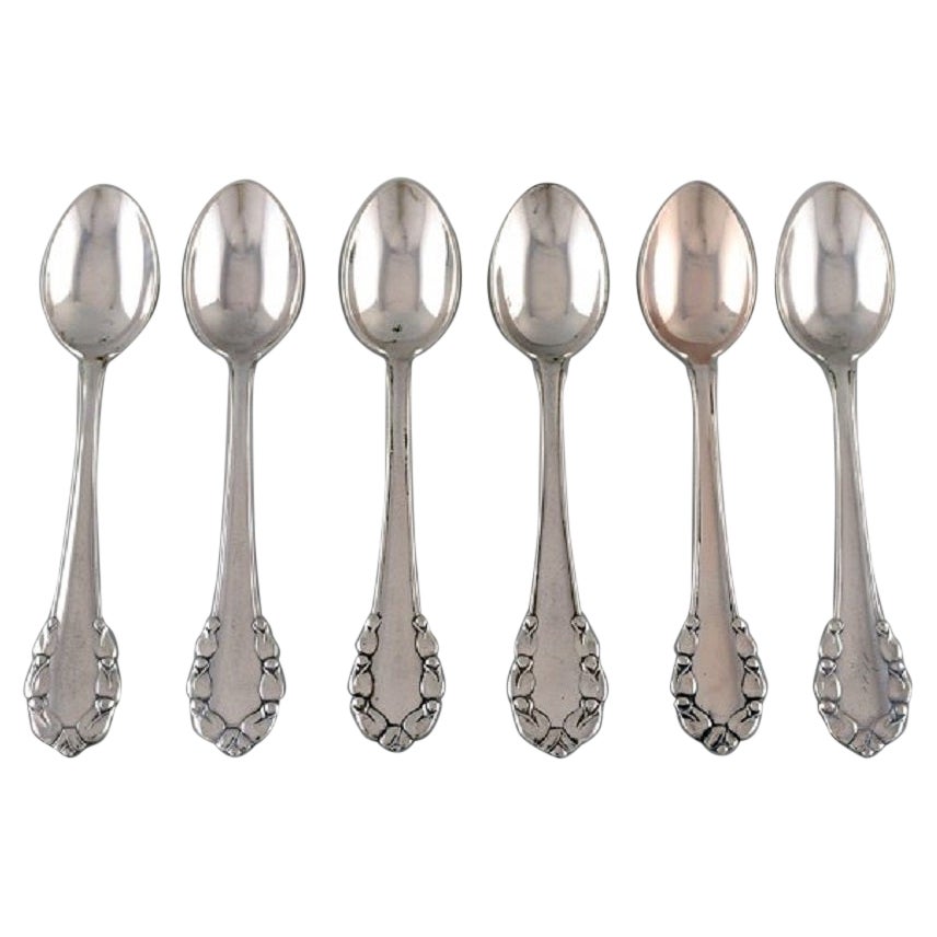 Six Early Georg Jensen Lily of the Valley Teaspoons in Silver 830 For Sale