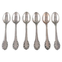 Antique Six Early Georg Jensen Lily of the Valley Teaspoons in Silver 830