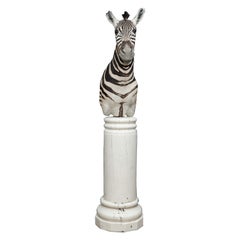 Premier Quality Zebra Shoulder Mount on a Painted Antique Wood Column