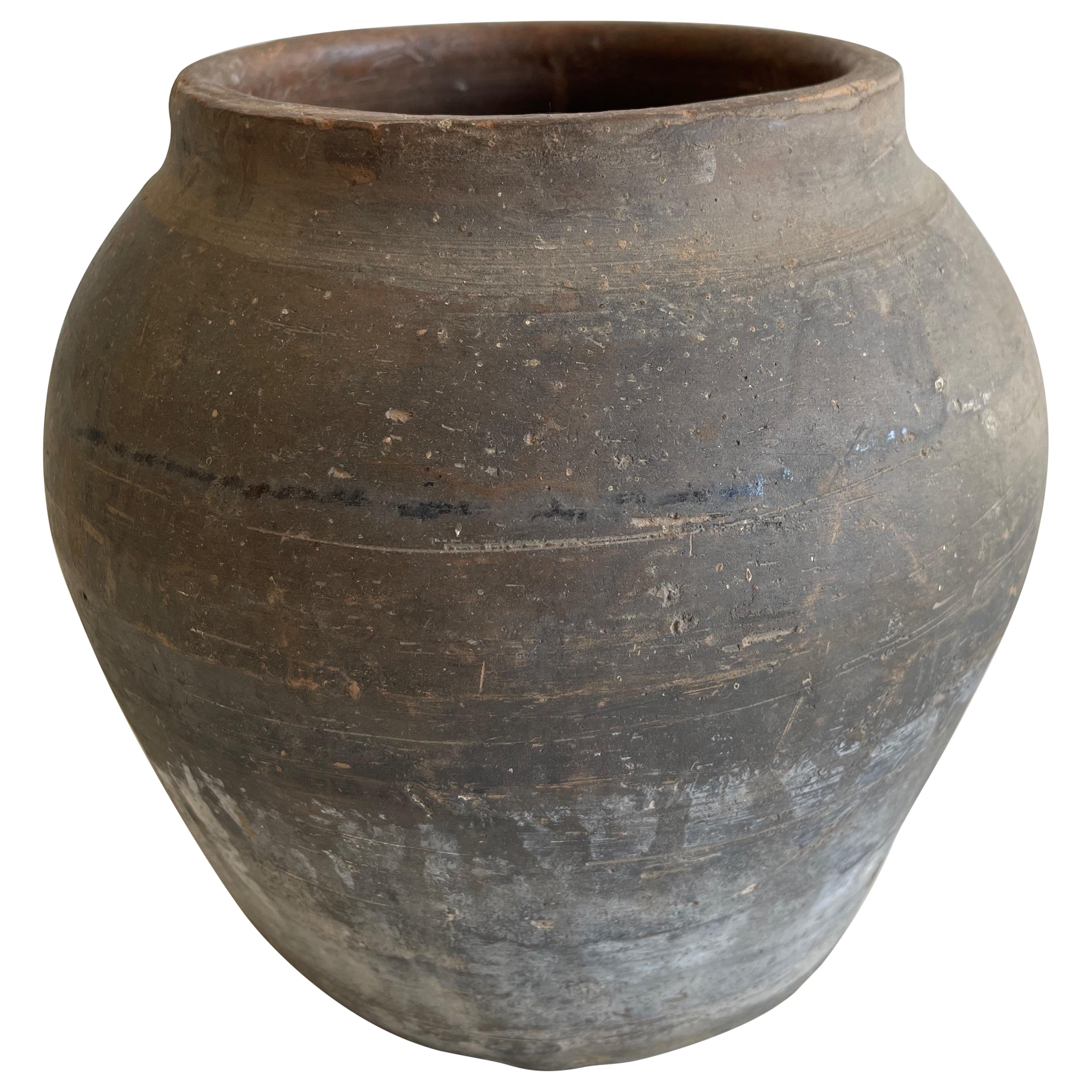 Pot décoratif vintage en poterie à l'huile argile mate 