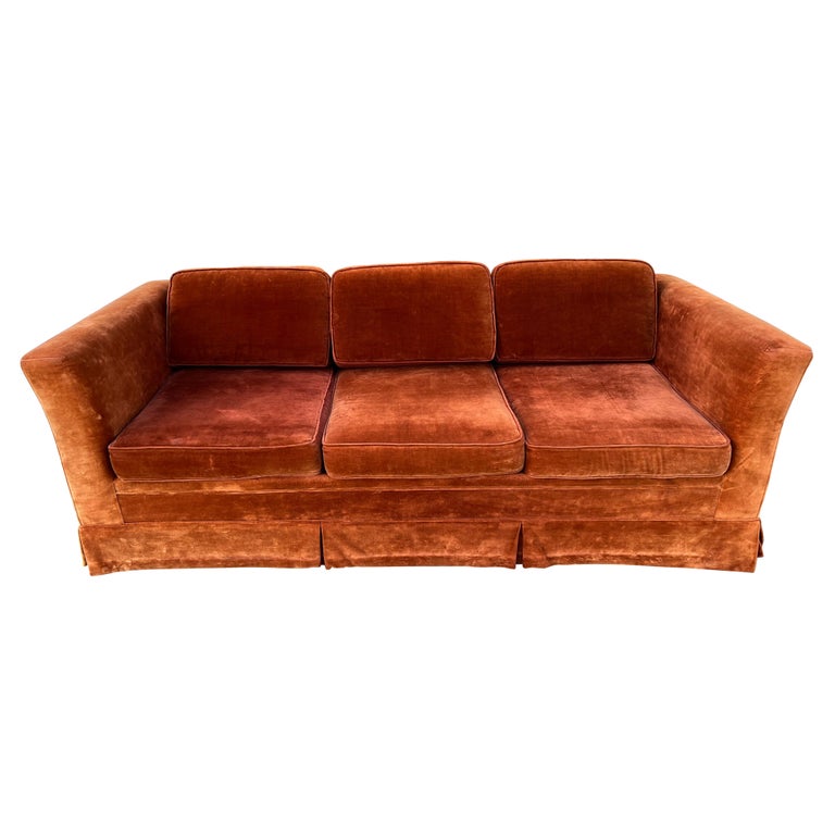 Vintage Burnt Orange Velvet Sofa at 1stDibs | vintage velvet sofa, old  orange couch, burnt orange velvet couch