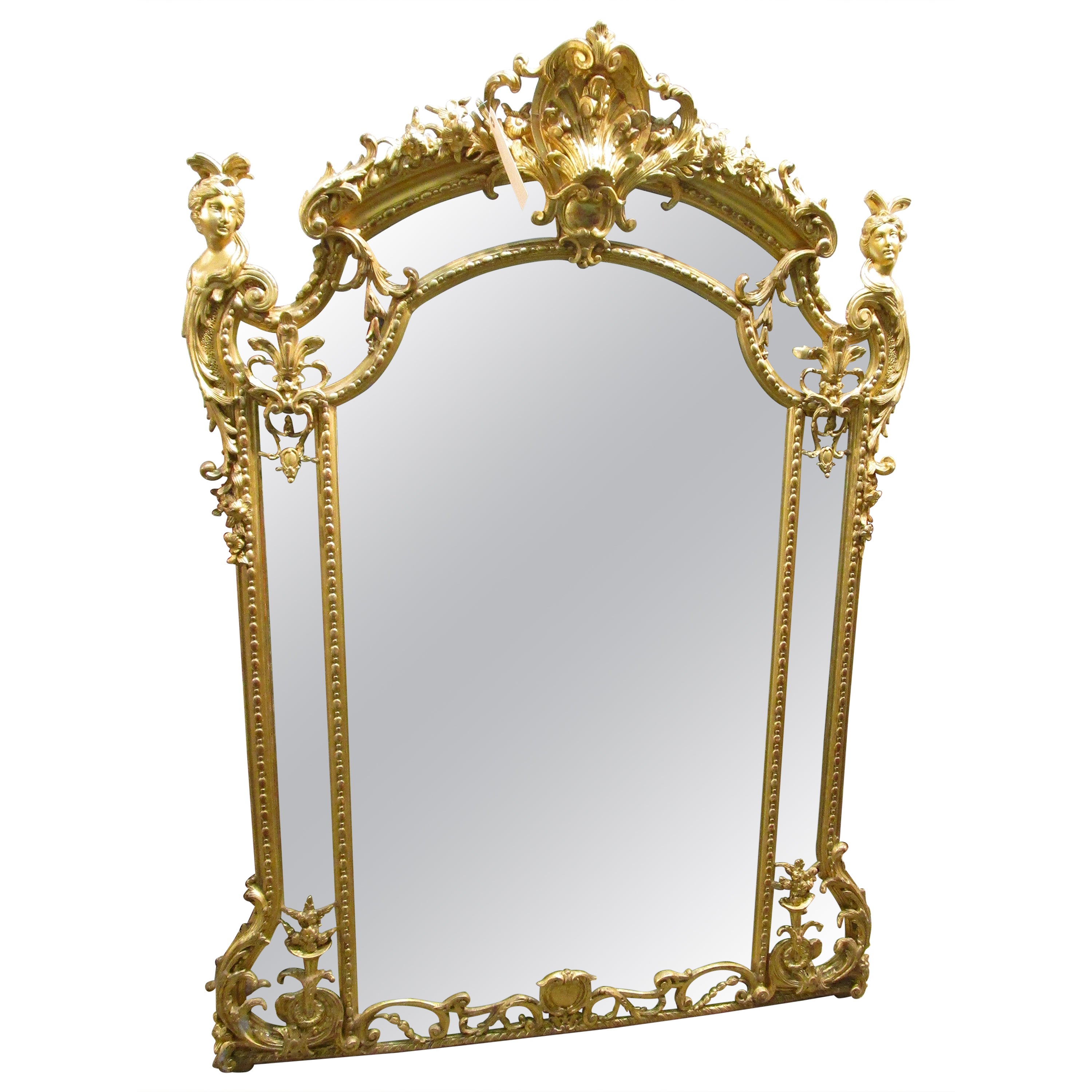 Fine 19th Century French Gilt Carved Mirror, Finest Carving and Details For Sale