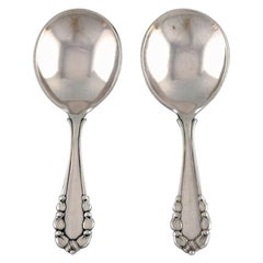 Two Georg Jensen Lily of the Valley Jam Spoons in Sterling Silver, Dated 1933-44