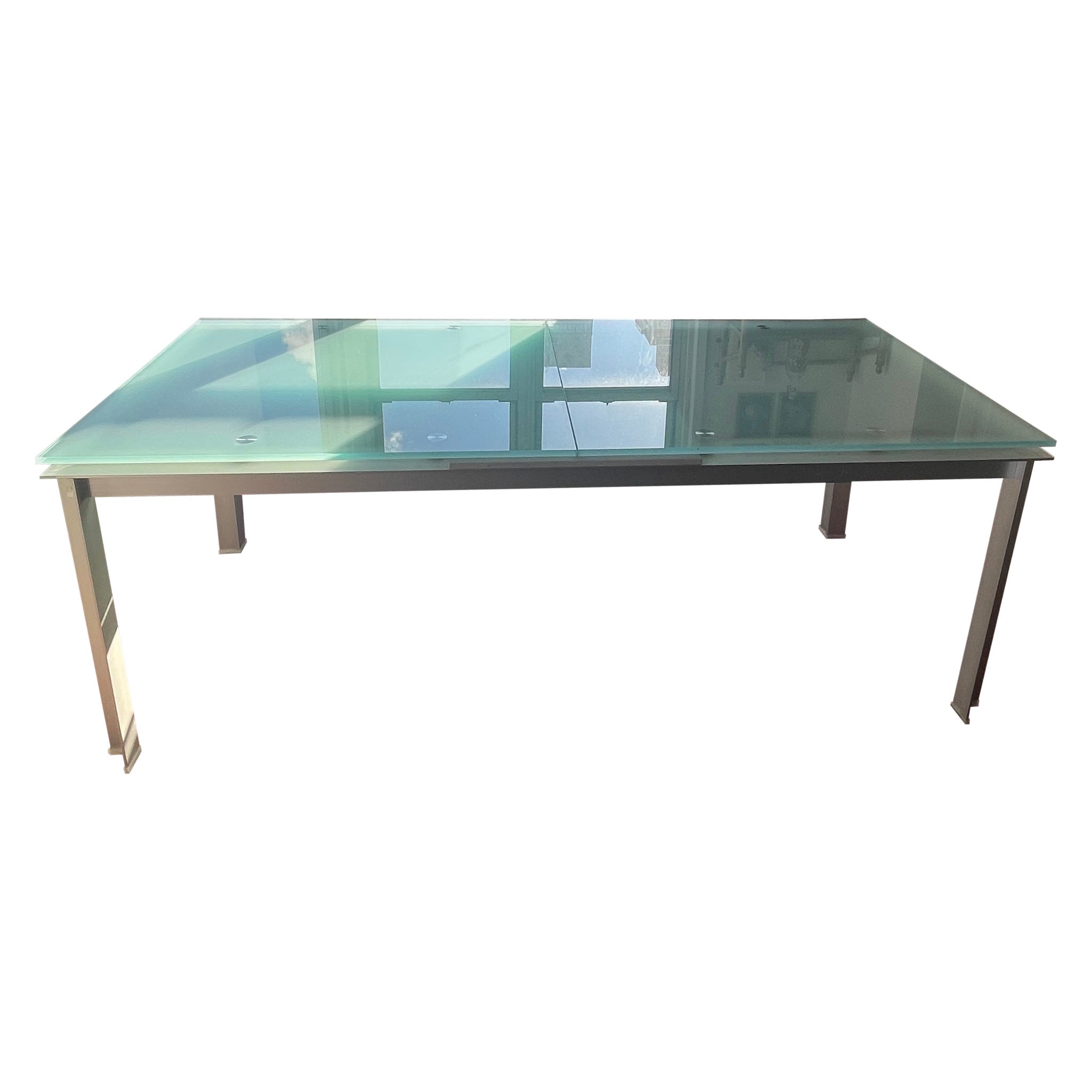 Table de salle à manger extensible Piva en aluminium et verre Atavola 20e siècle Contemporary en vente