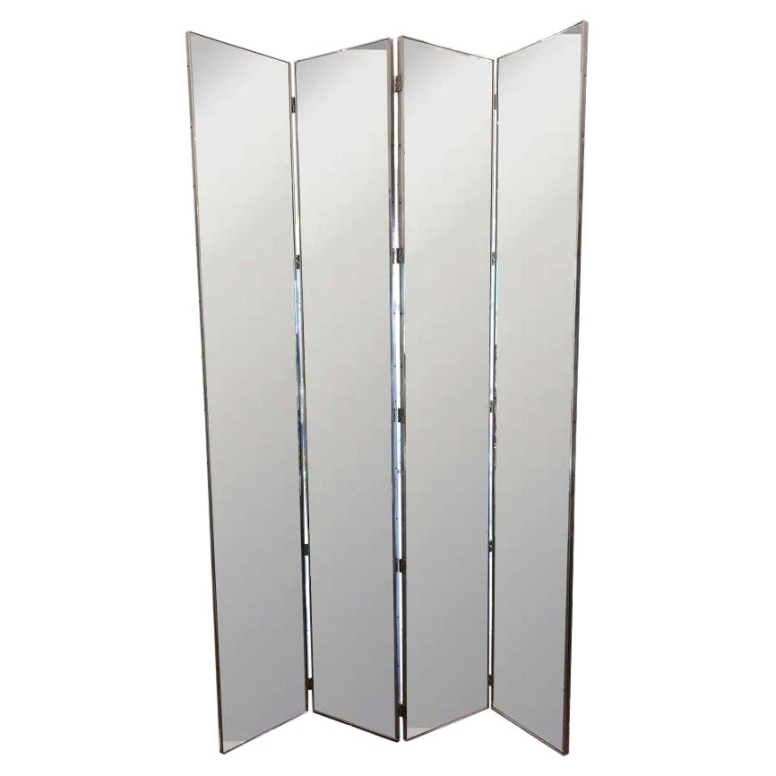 Ello Mirrored ThreePanel Folding Screen or Room Divider at 1stDibs