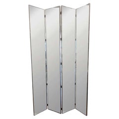 Large Four Panel Mirrored Screen Room Divider