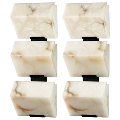 'Triple Block' Model #185 Alabaster Sconce in the Manner of Pierre Chareau
