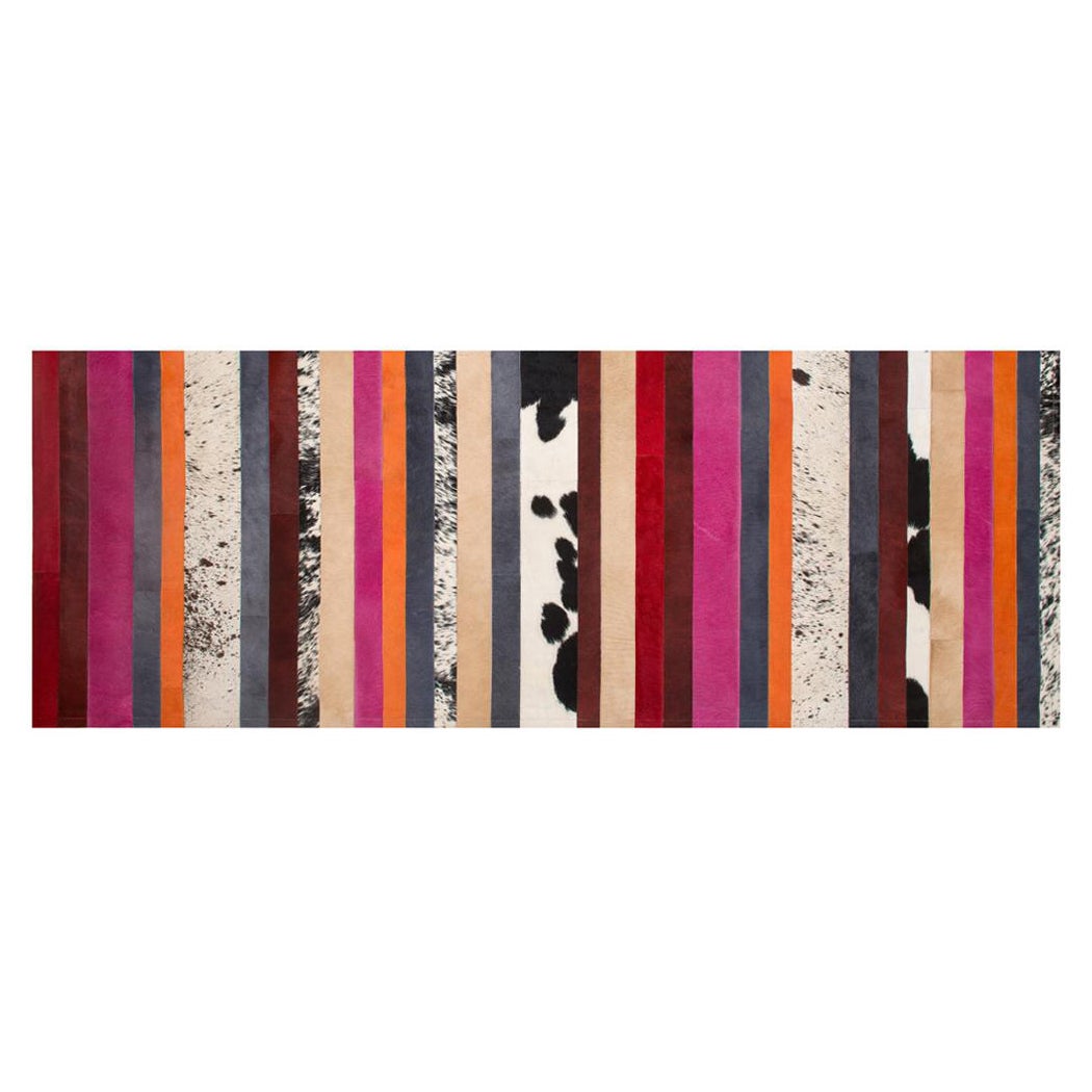 Pink, Orange & White Stripes Customizable Nueva Raya Cowhide Runner Small For Sale