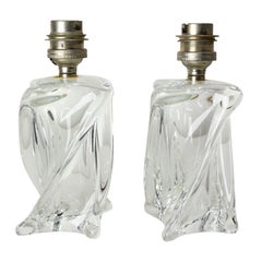 Vintage Saint Louis Crystal Pair of Table Lamps, French, circa 1960