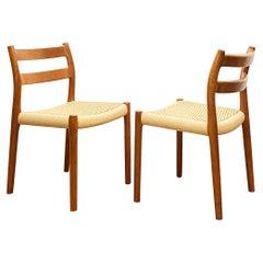 Vintage 2 Danish Mid-Century Teak Dining Chairs #84 by Niels O. Møller for J. L. Moller