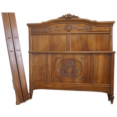 French Carved Walnut Double Bed