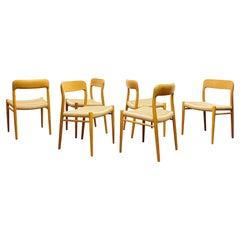 Mid-Century Oak Dining Chairs #75, Niels O. Møller for J. L. Moller, Set of 6