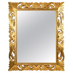 Large Wall Mirror in Carved Oak Wood