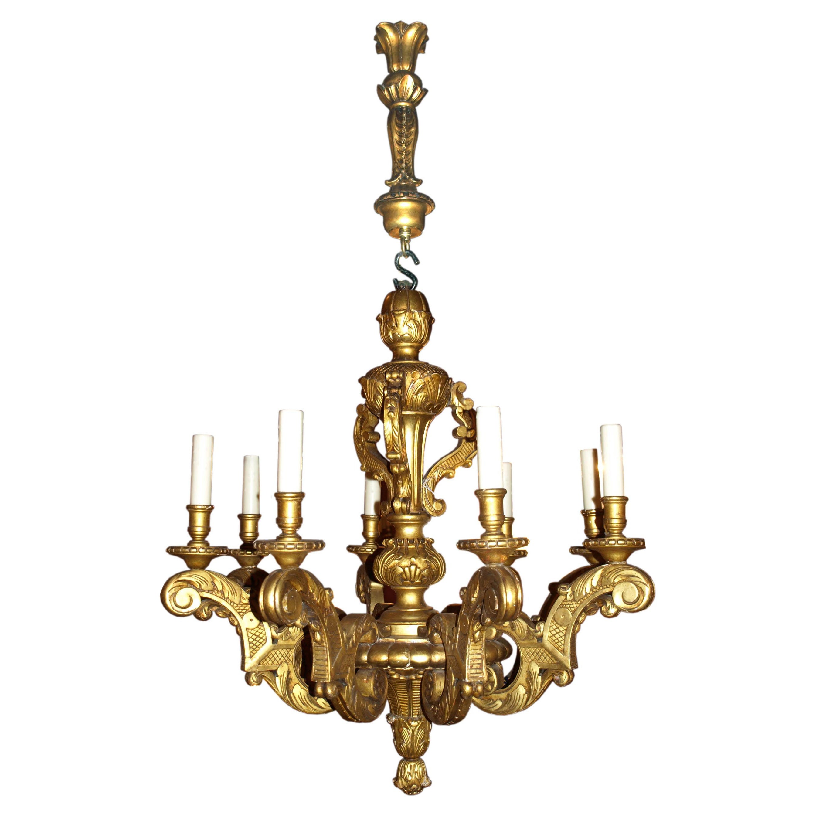 A Very Fine Giltwood Chandelier. For Sale