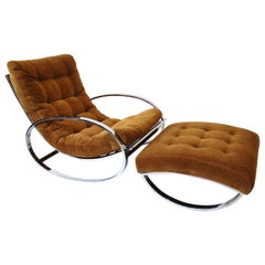 Renato Zevi Ellipse Lounge Chair w/ Ottoman for Selig Italy