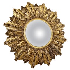 Large Vintage Golden Sunburst Mirror, 1960s