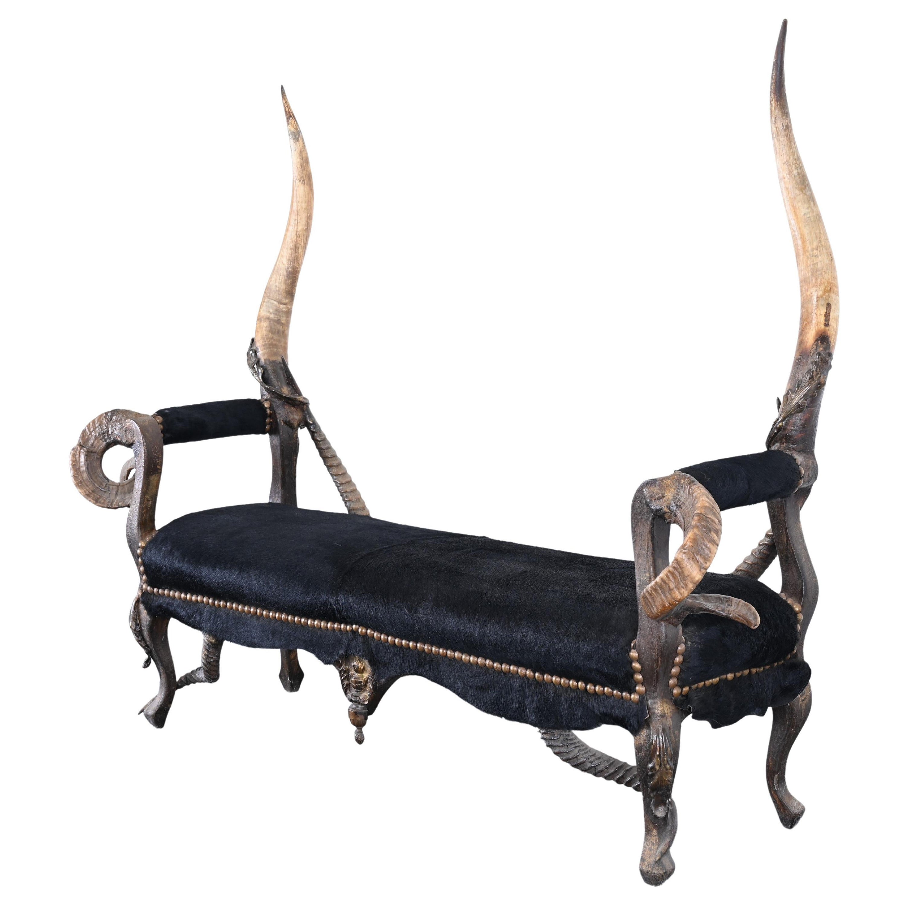 Horn Bench by French Designer Michel Haillard, 20th Century For Sale
