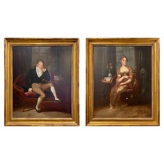 Early 19th Century English Pair of Regency Period Portraits
