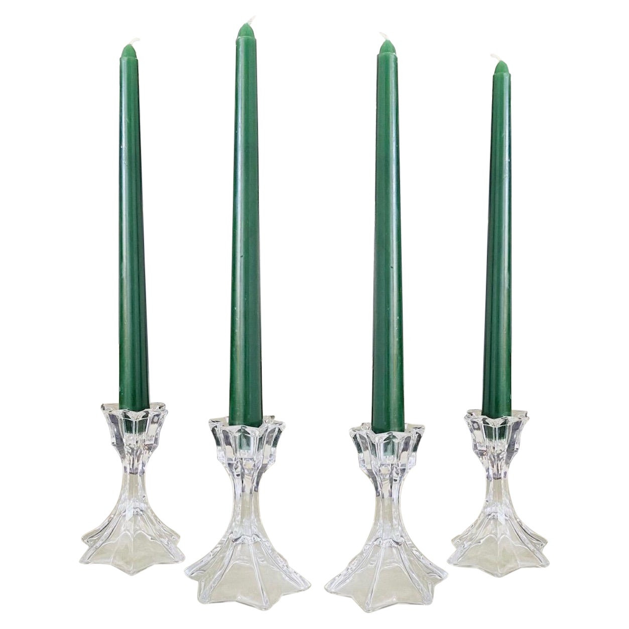 Set of Four Faceted Crystal Candleholders, circa 1970s