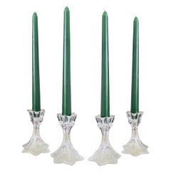 Set of Four Vintage Faceted Crystal Candleholders, c. 1970s