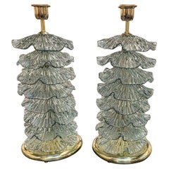 Pair of Modern Murano Ruffle Lamps