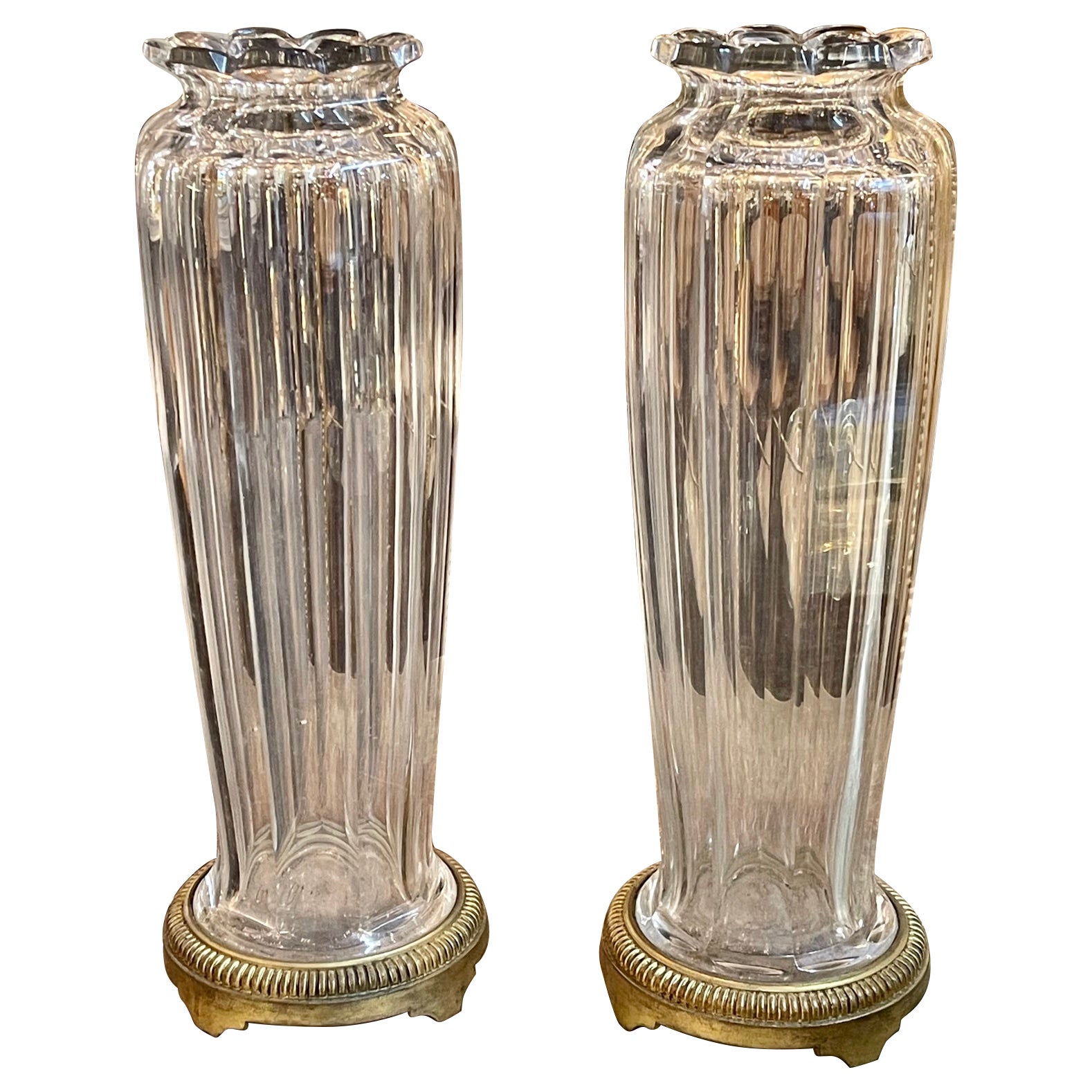 Pair of French Baccarat Vases For Sale