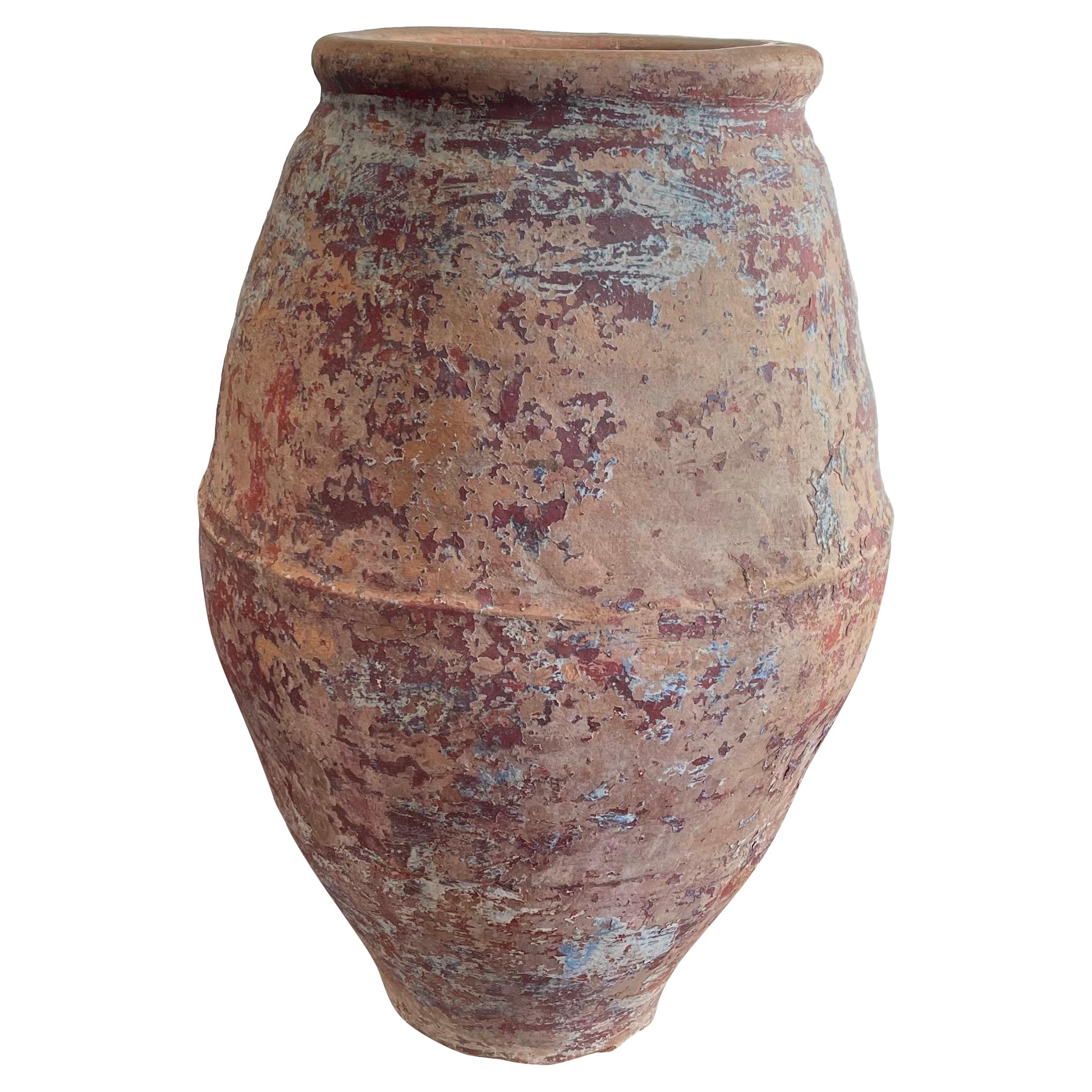 19th Century Spanish Earthenware Olive Jar For Sale