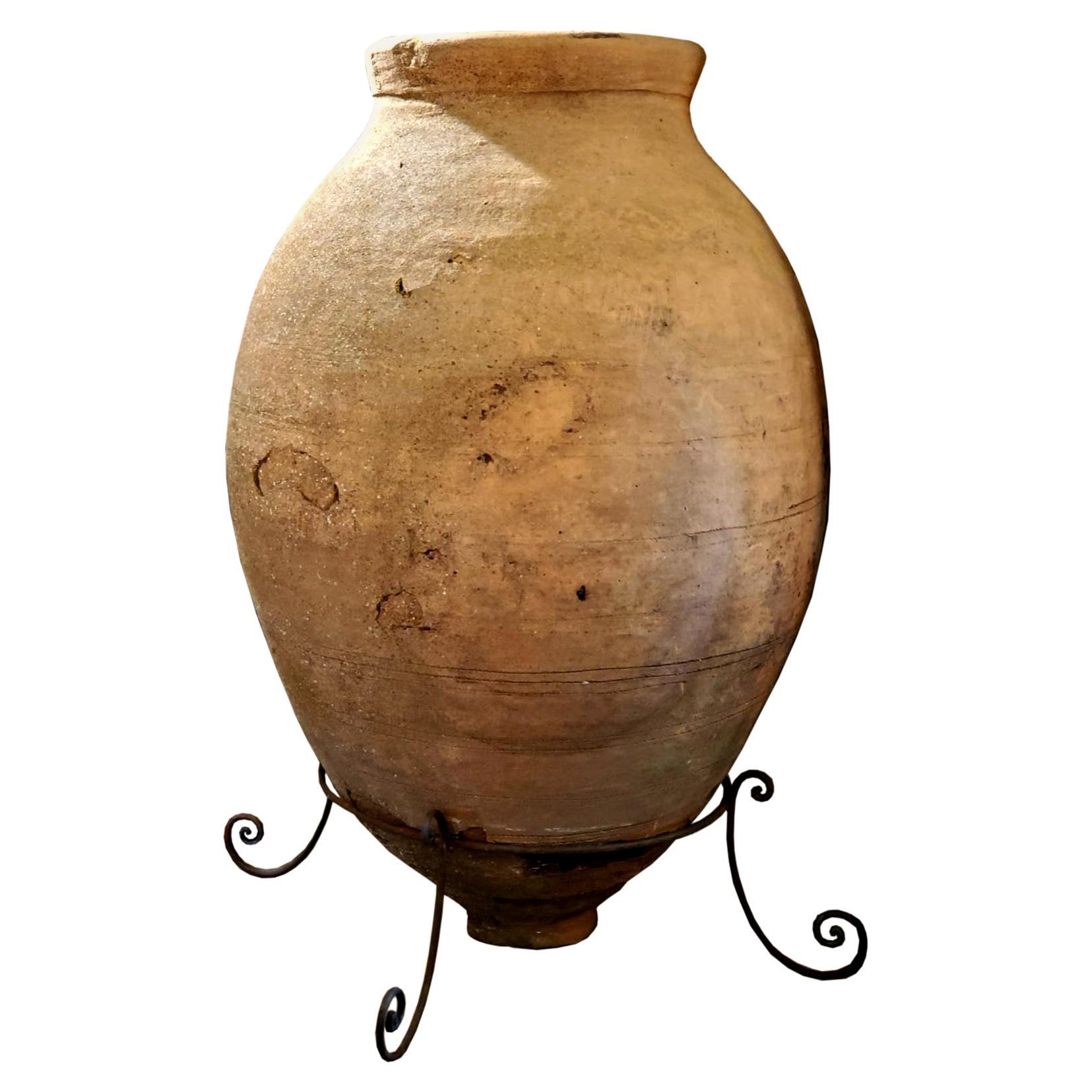 17th Century Monumental Spanish Winemaking Jar or Tinaja, Slim Profile For Sale