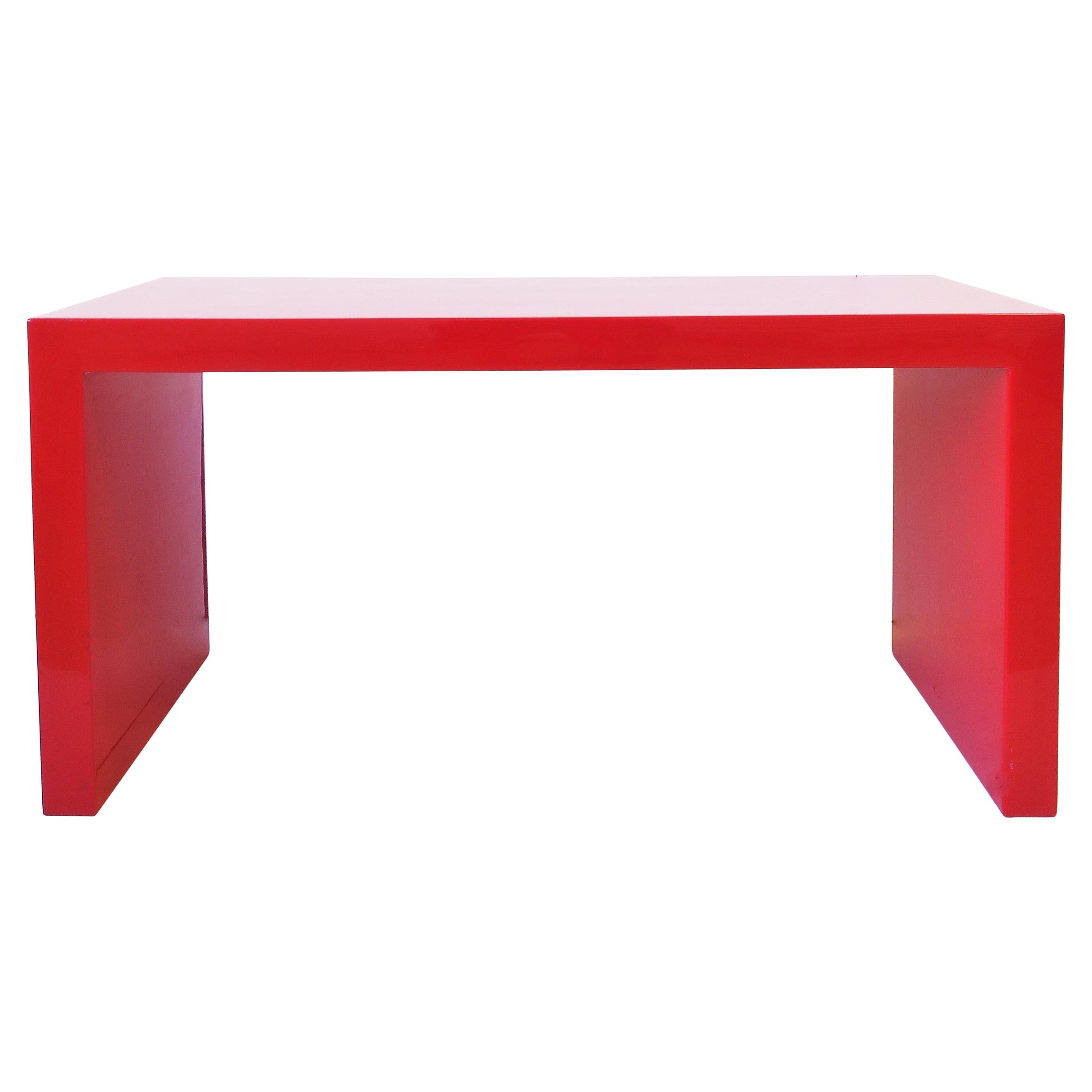 Red Acrylic Bench Cocktail Table 