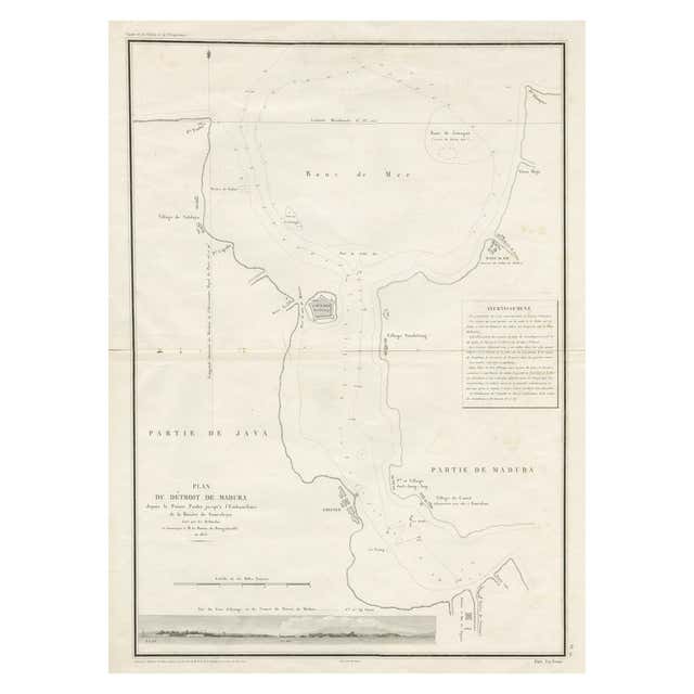 Antique Colourful Map of the Island of Java and Madura, Indonesia, C ...