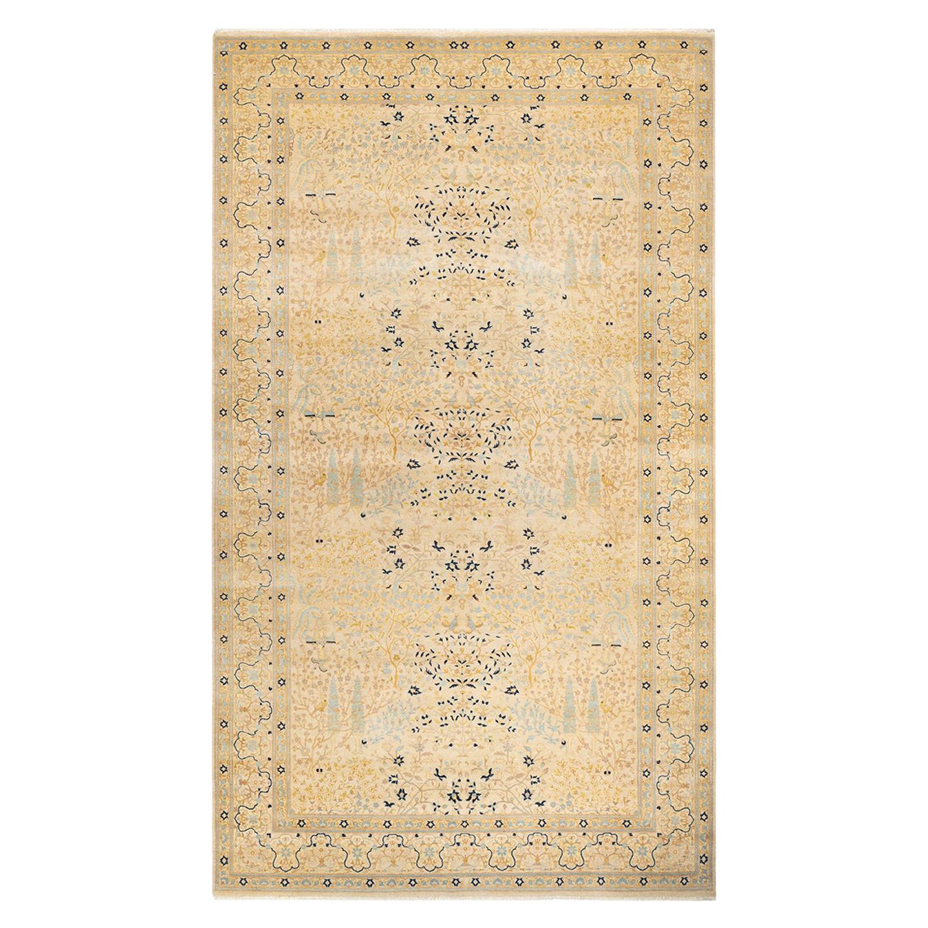One-of-a-kind Hand Made Traditional Mogul Ivory Area Rug For Sale at ...