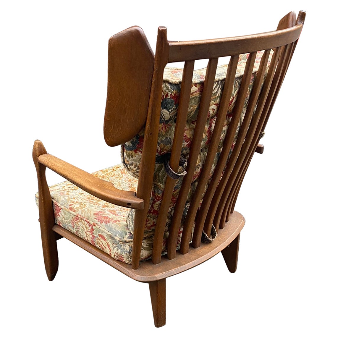 Guillerme et Chambron, Oak Bergere Chair, circa 1960, Edition Votre Maison For Sale