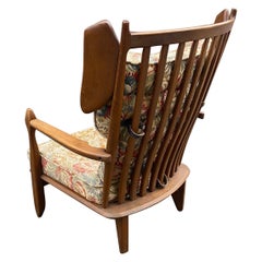 Retro Guillerme et Chambron, Oak Bergere Chair, circa 1960, Edition Votre Maison
