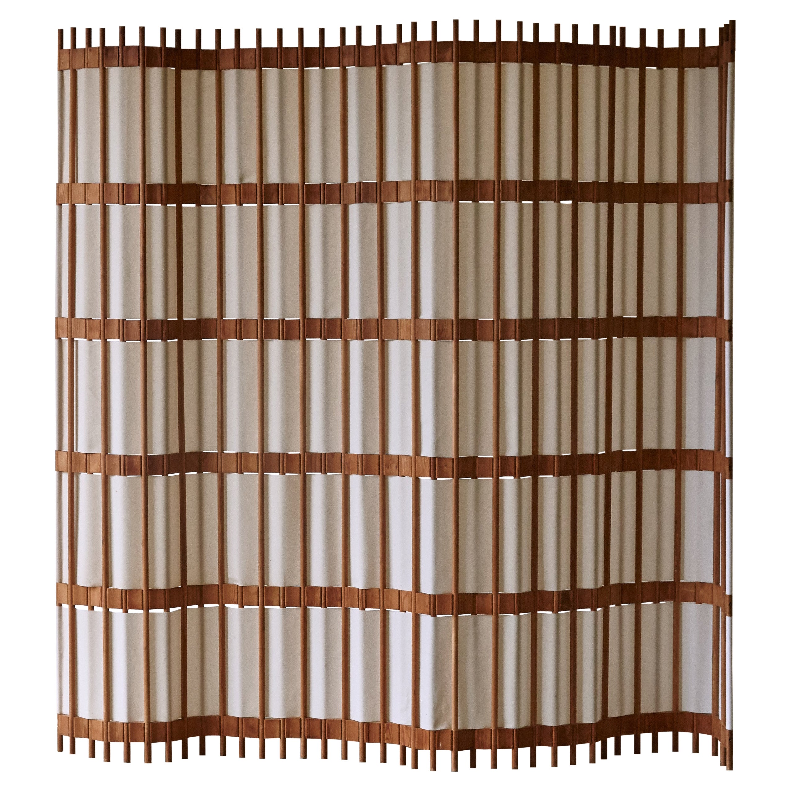 Rare Pine Screen / Room Divider, Sweden, 1960s/70s