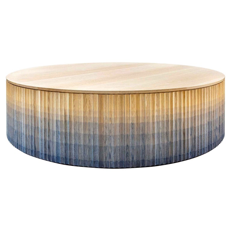 Pilar Round Coffee Table Large / Cobalt Blue Ombré on Oak Wood by INDO- For Sale
