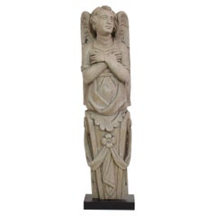 French 19th Century Carved Wooden Angel Figure