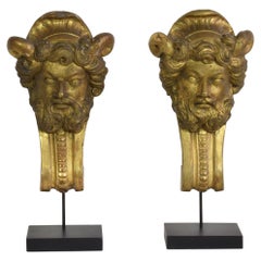 Late 18th Century Italian Giltwood Neoclassical Ornaments with Satyr Heads
