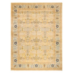 One-Of-A-Kind Hand Made Traditional Mogul Ivory Area Rug