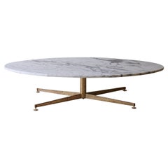 Michel Kin Arabecato Marble and Brass Coffee Table, Arflex, France/Italy, 1960s