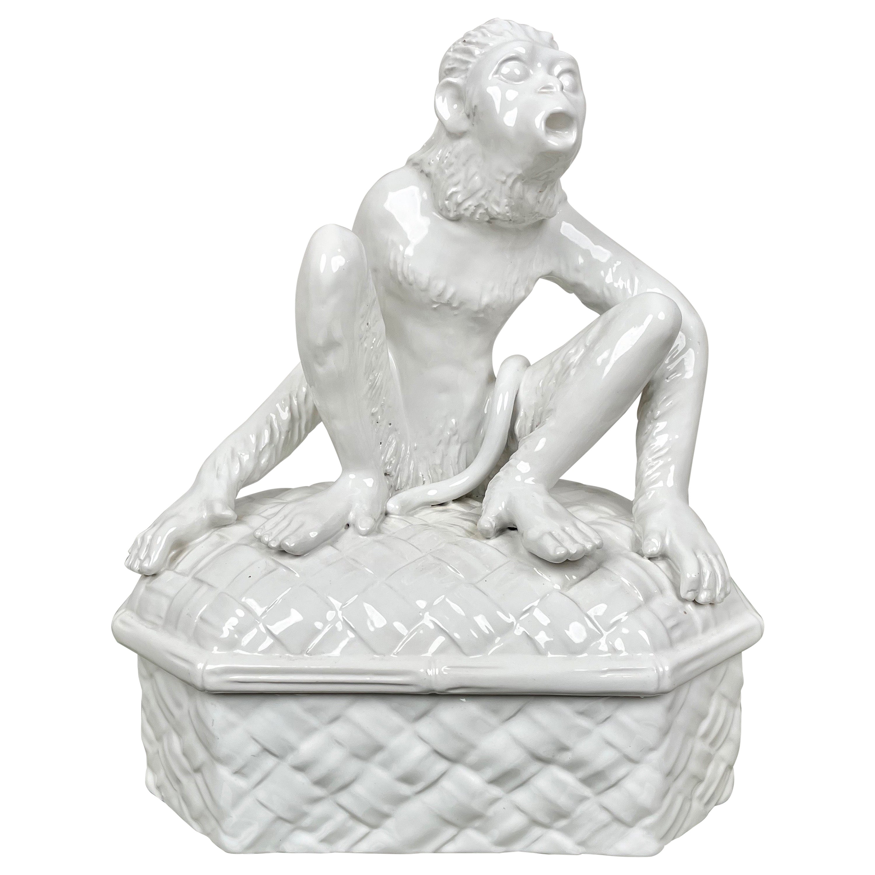 Monkey Ceramic Box Sculpture by Vivai del Sud, Italy, 1970s For Sale